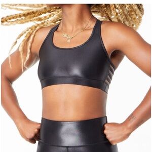 Worn once SoulCycle black shiny sports bra sz Sm